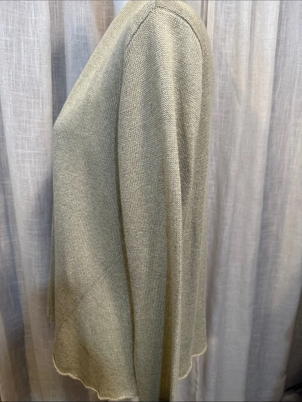 Eileen Fisher Petite Large Linen Blend Open Front Cardigan Oatmeal Lightweight - Picture 6 of 11